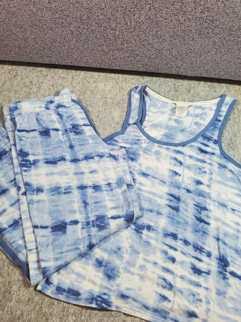 Lucky Brand 2 piece Pajama Lounge Set Blue Tiedye Size S Tank Pants